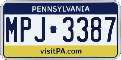 PA license plate MPJ3387