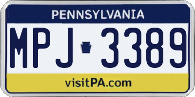 PA license plate MPJ3389