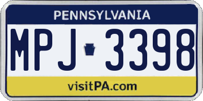 PA license plate MPJ3398