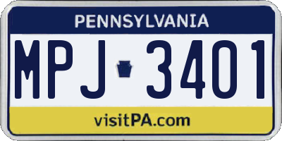 PA license plate MPJ3401