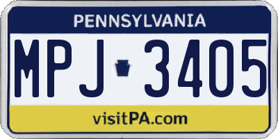 PA license plate MPJ3405