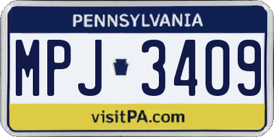 PA license plate MPJ3409