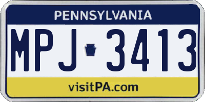 PA license plate MPJ3413