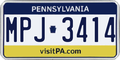 PA license plate MPJ3414