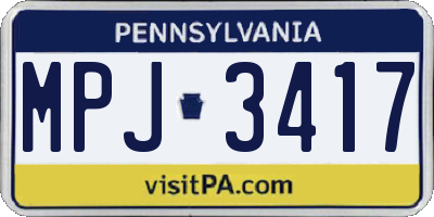 PA license plate MPJ3417