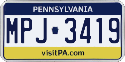 PA license plate MPJ3419