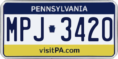 PA license plate MPJ3420