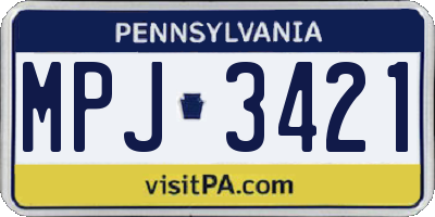 PA license plate MPJ3421