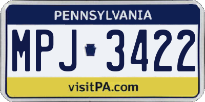 PA license plate MPJ3422