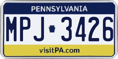 PA license plate MPJ3426