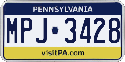 PA license plate MPJ3428