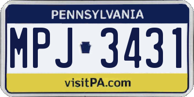 PA license plate MPJ3431
