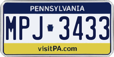 PA license plate MPJ3433