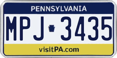 PA license plate MPJ3435