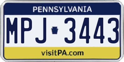 PA license plate MPJ3443