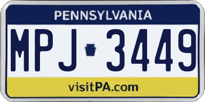 PA license plate MPJ3449