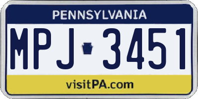 PA license plate MPJ3451