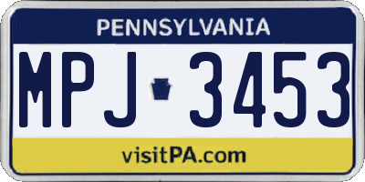 PA license plate MPJ3453