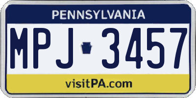 PA license plate MPJ3457