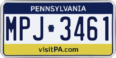 PA license plate MPJ3461