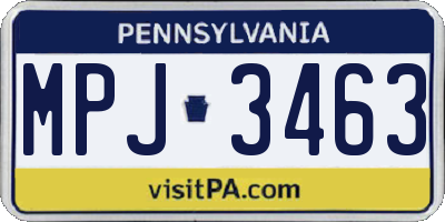 PA license plate MPJ3463