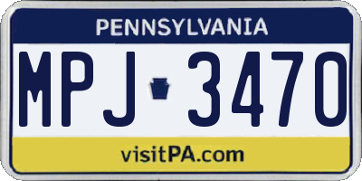 PA license plate MPJ3470