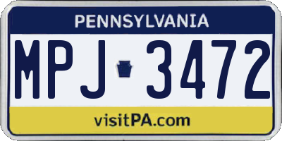 PA license plate MPJ3472