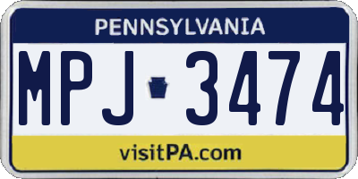 PA license plate MPJ3474