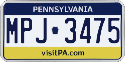 PA license plate MPJ3475