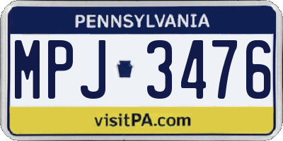 PA license plate MPJ3476