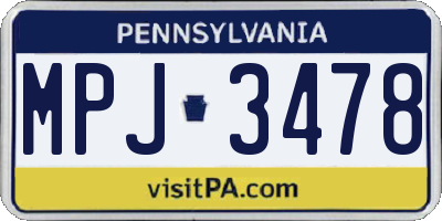PA license plate MPJ3478