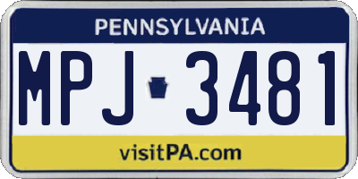 PA license plate MPJ3481