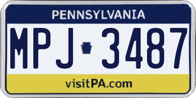 PA license plate MPJ3487