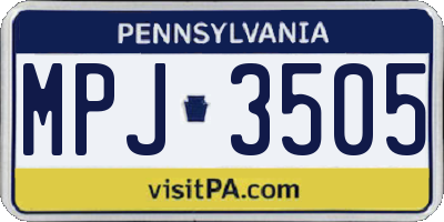 PA license plate MPJ3505