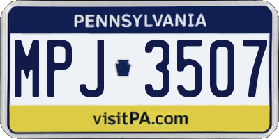 PA license plate MPJ3507