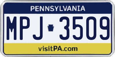 PA license plate MPJ3509
