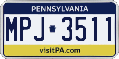PA license plate MPJ3511