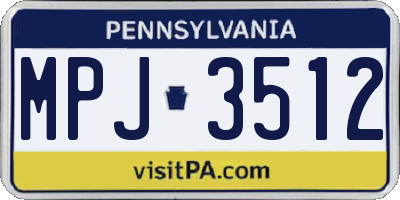 PA license plate MPJ3512