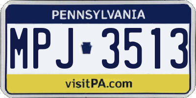 PA license plate MPJ3513
