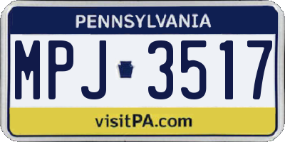 PA license plate MPJ3517
