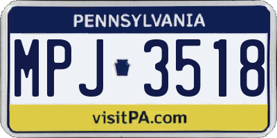PA license plate MPJ3518