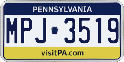 PA license plate MPJ3519