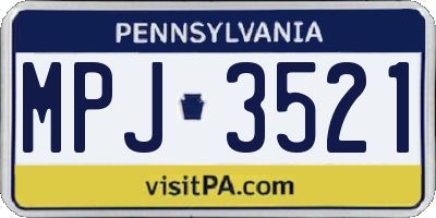 PA license plate MPJ3521