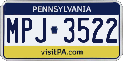 PA license plate MPJ3522