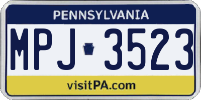PA license plate MPJ3523