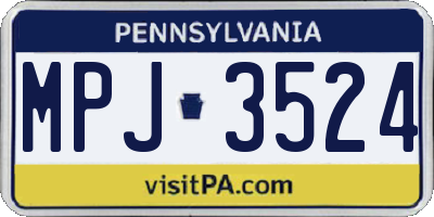 PA license plate MPJ3524