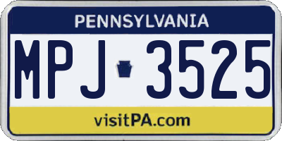 PA license plate MPJ3525