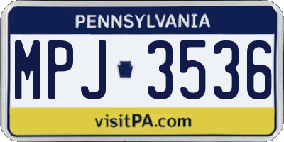 PA license plate MPJ3536
