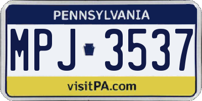 PA license plate MPJ3537