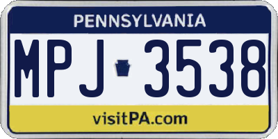PA license plate MPJ3538